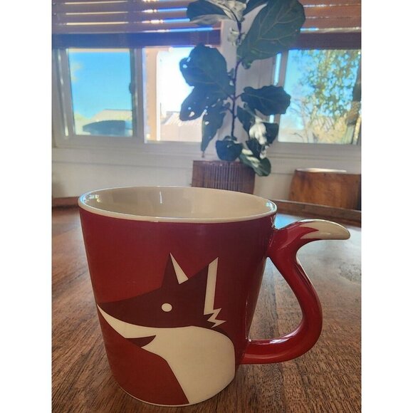 2012 Starbucks Red Fox Tail Handle Coffee Cup Tea Mug | 8oz | Porcelaine - Picture 1 of 6